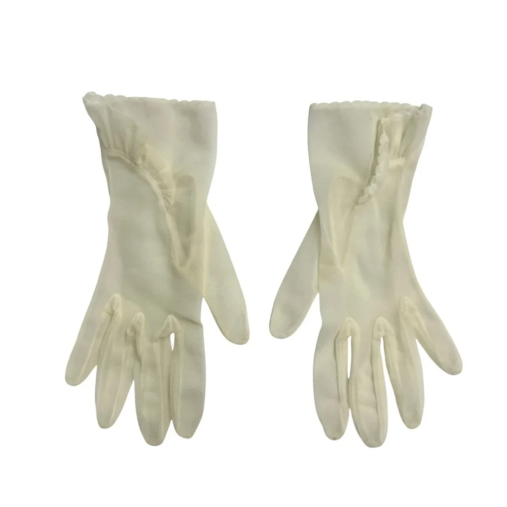 Coquette Sheer Ruffle Wrist Gloves S Cream Regencycore Vintage Glamour Tea Party